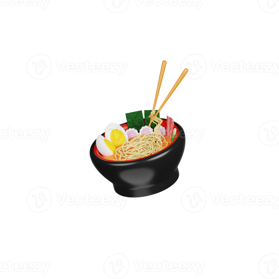 Ilustración de ramen 3d png