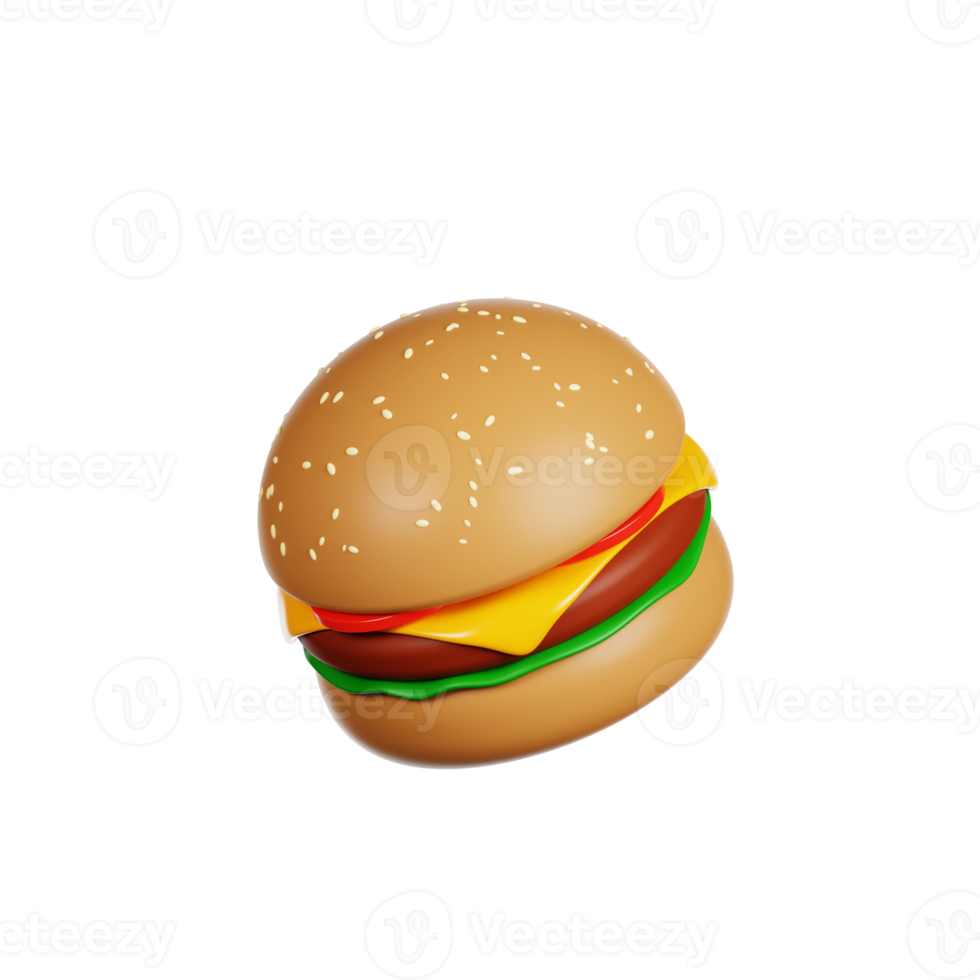 Ilustración 3d de hamburguesa png