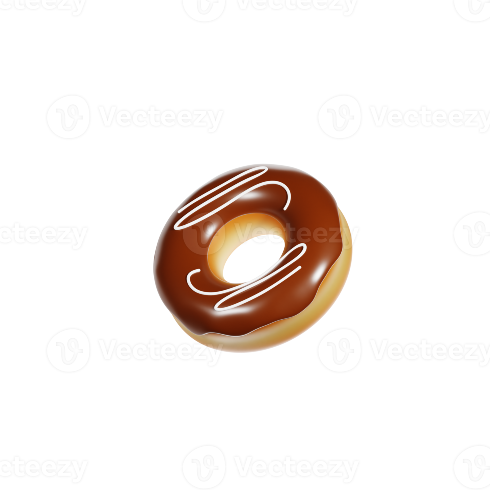 donut de chocolate ilustración 3d png