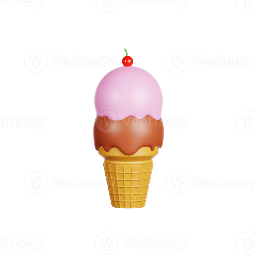 ilustración 3d de cono de helado png