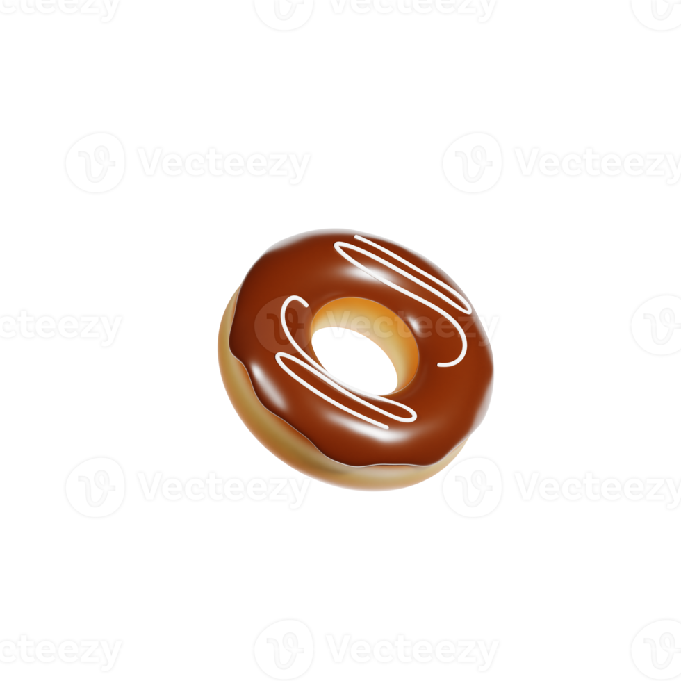 ilustração 3d de rosquinha de chocolate png