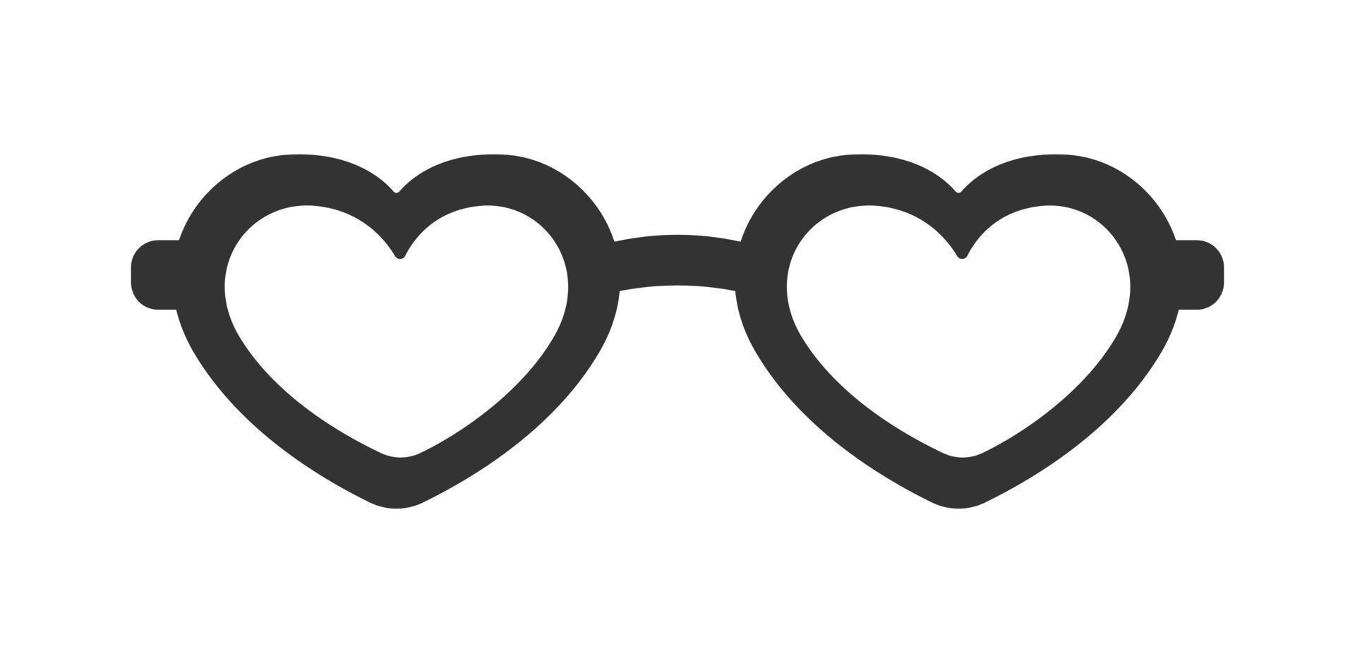 Heart shaped glasses frame silhouette clipart vector illustration