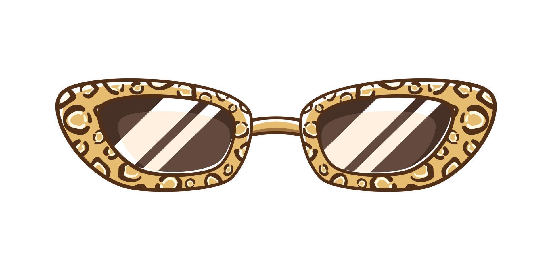 Leopard print shades sunglasses clipart. Funky party glasses eyewear cartoon vector illustration.