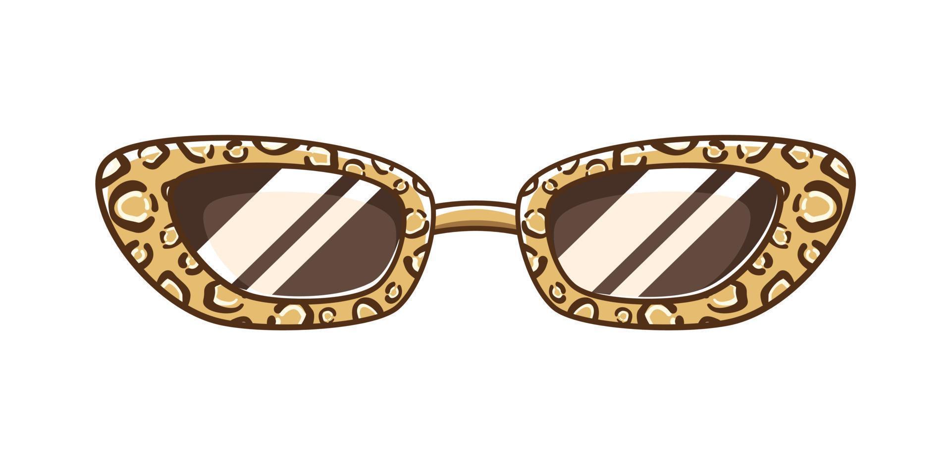 gafas de sol con estampado de leopardo clipart. Ilustración de vector de dibujos animados de anteojos de fiesta funky.