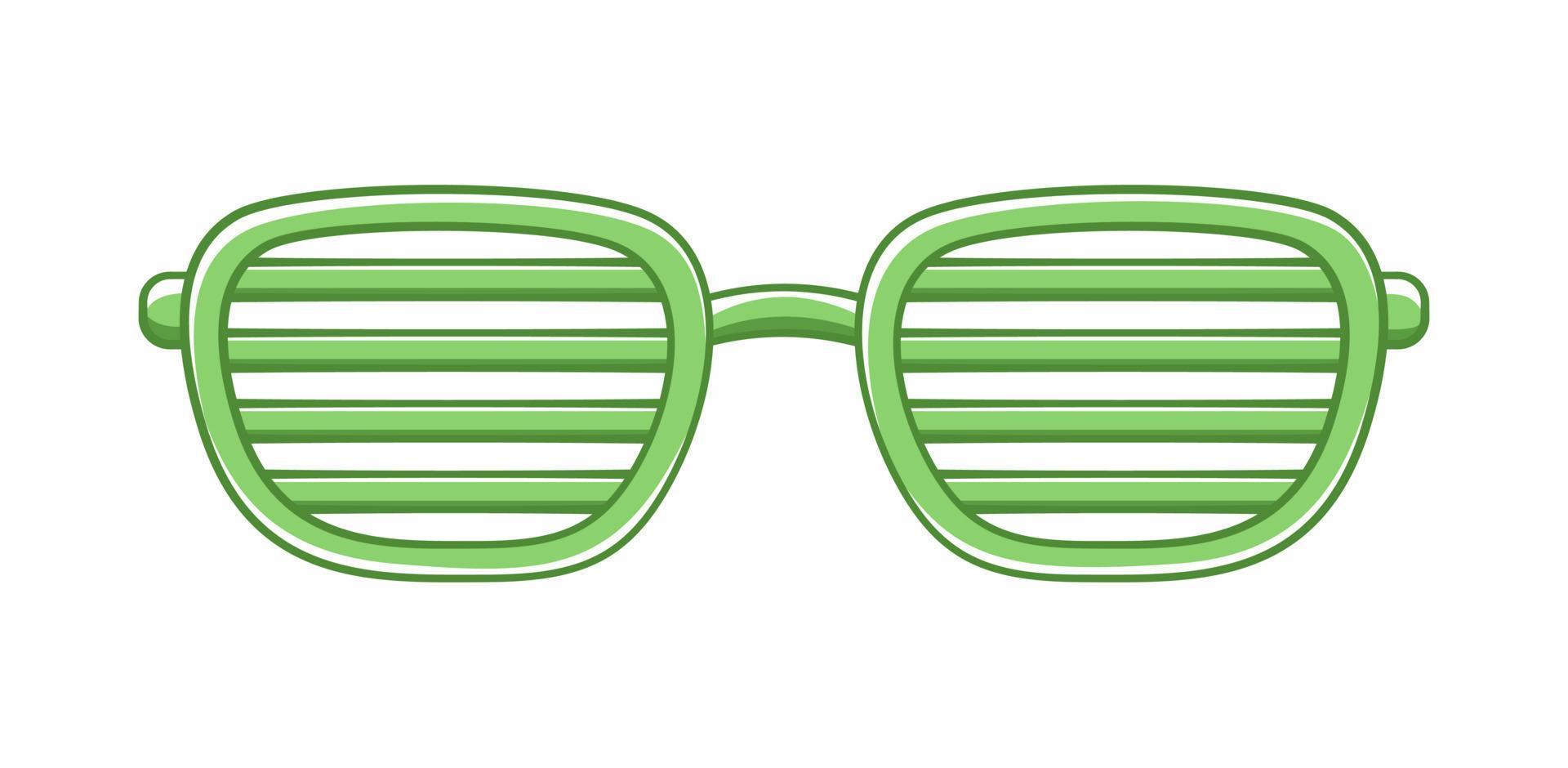 Lime green shutter shades clipart. Funky party glasses vector illustration.