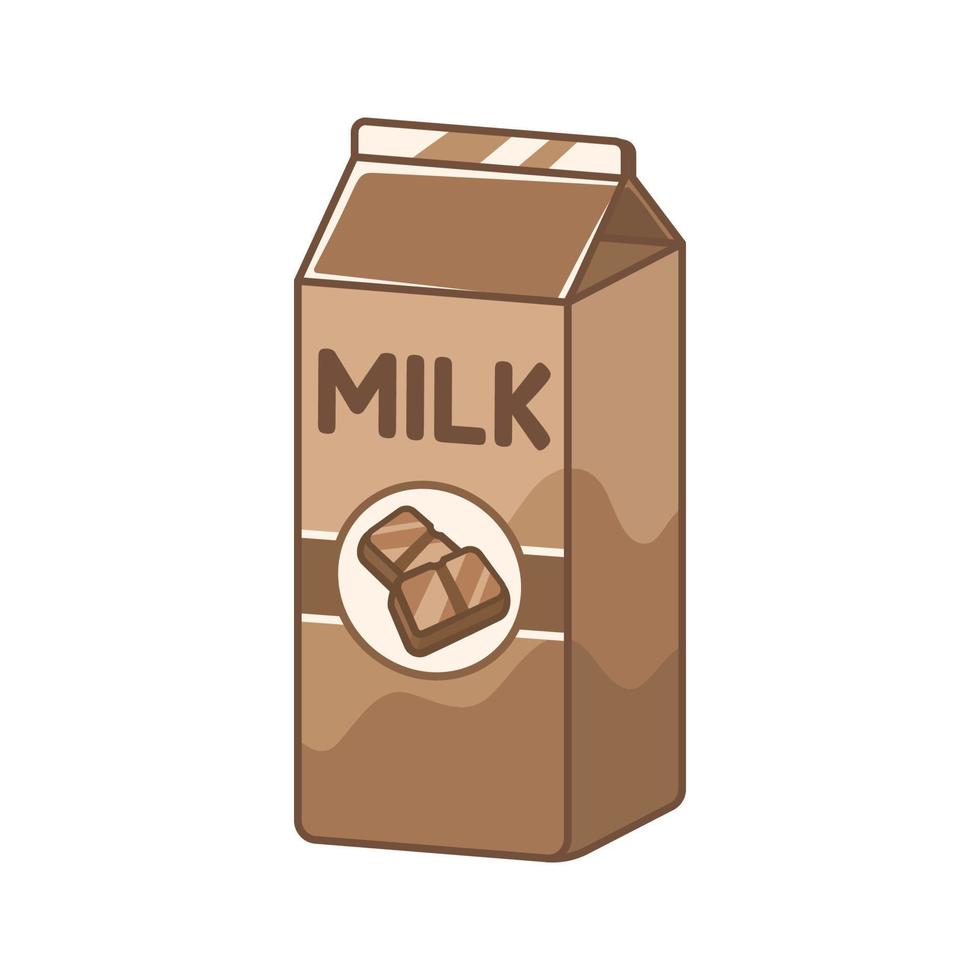 elemento de imágenes prediseñadas de cartón de leche de chocolate alto. lindo diseño de ilustración de vector plano simple. impresión de bebida láctea con sabor a cacao, signo, símbolo.