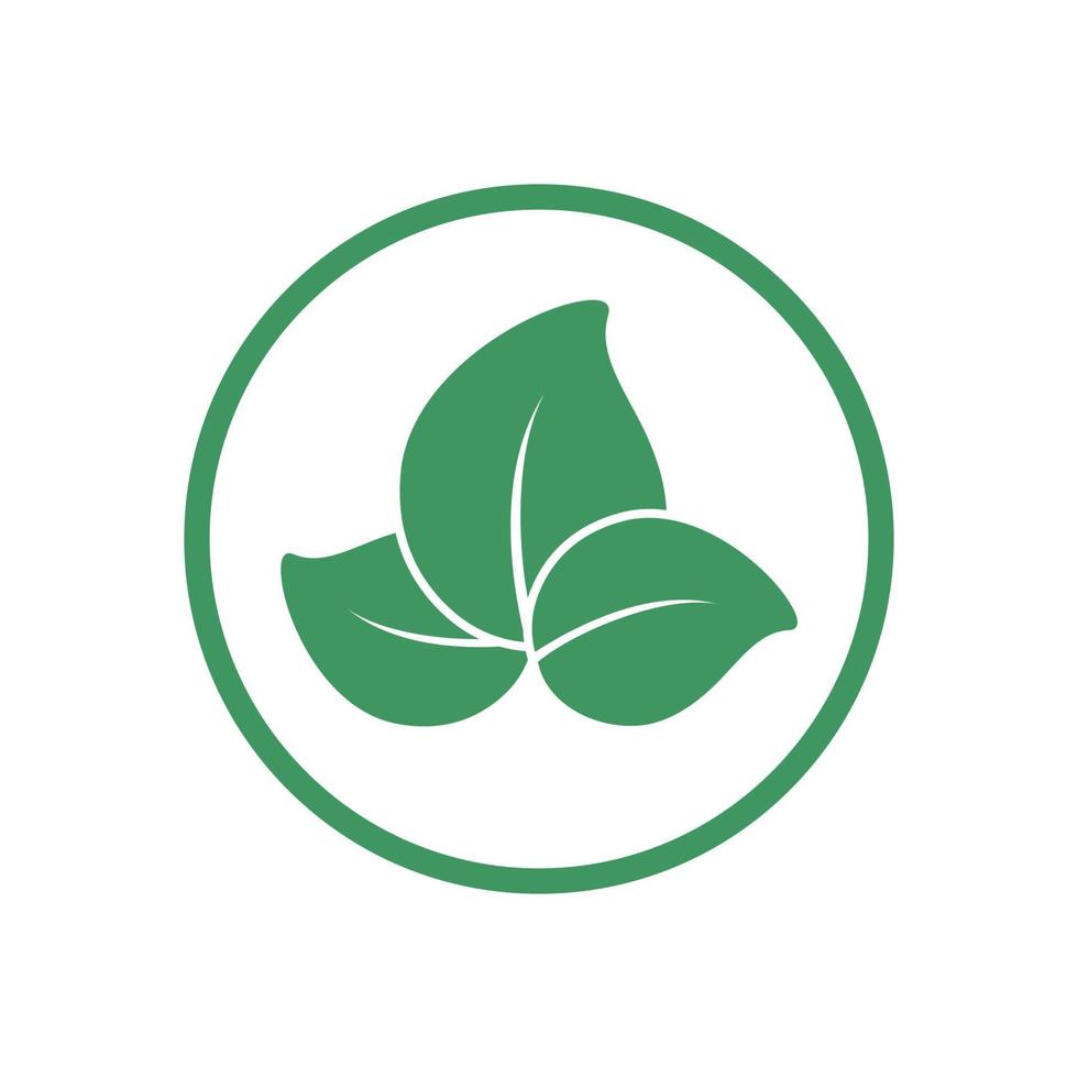 Three leaves in a circle company logo web icon clip art. Simple flat modern minimal vector graphic design. Sign symbol or badge for nature, organic green eco friendly products, sticker print etc.