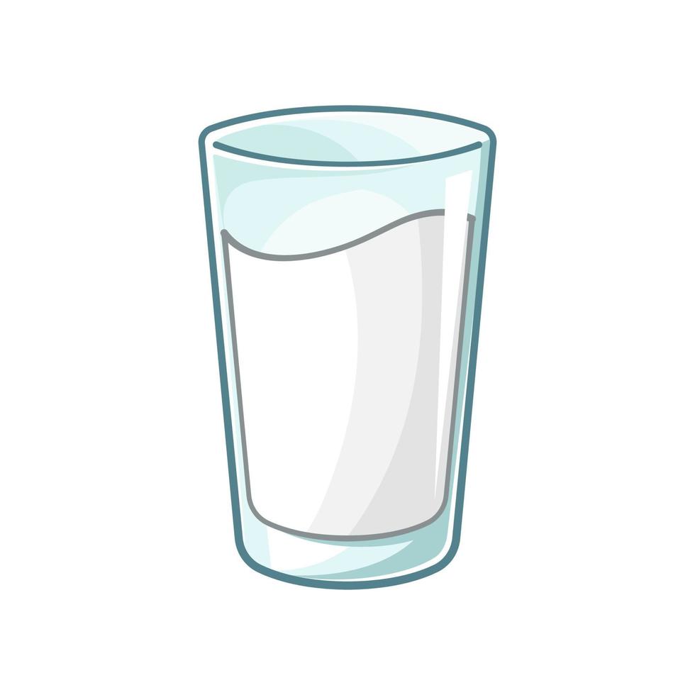 Tall glass of milk clipart element. Cute simple flat vector illustration design. Vanilla milk flavor yogurt dairy drink print, sign, symbol.