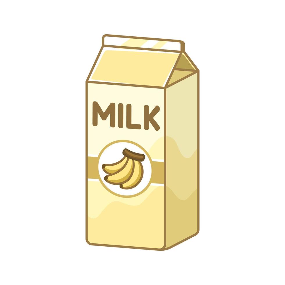 elemento de imágenes prediseñadas de cartón de leche de plátano alto. lindo diseño de ilustración de vector plano simple. Impresión de bebida láctea con sabor a fruta de plátano, signo, símbolo.