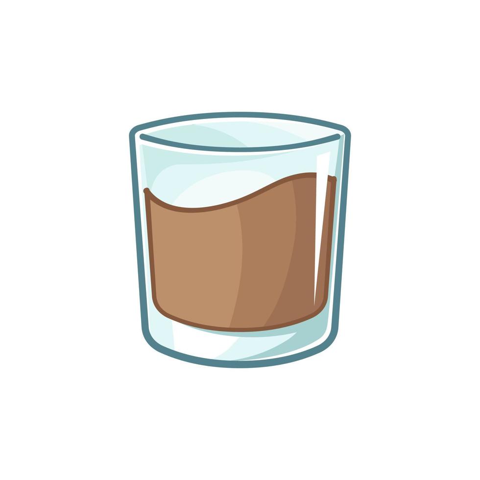 vaso pequeño de ilustración de vector de leche con chocolate. bebida de sabor a chocolate lindo elemento de clipart plano simple.