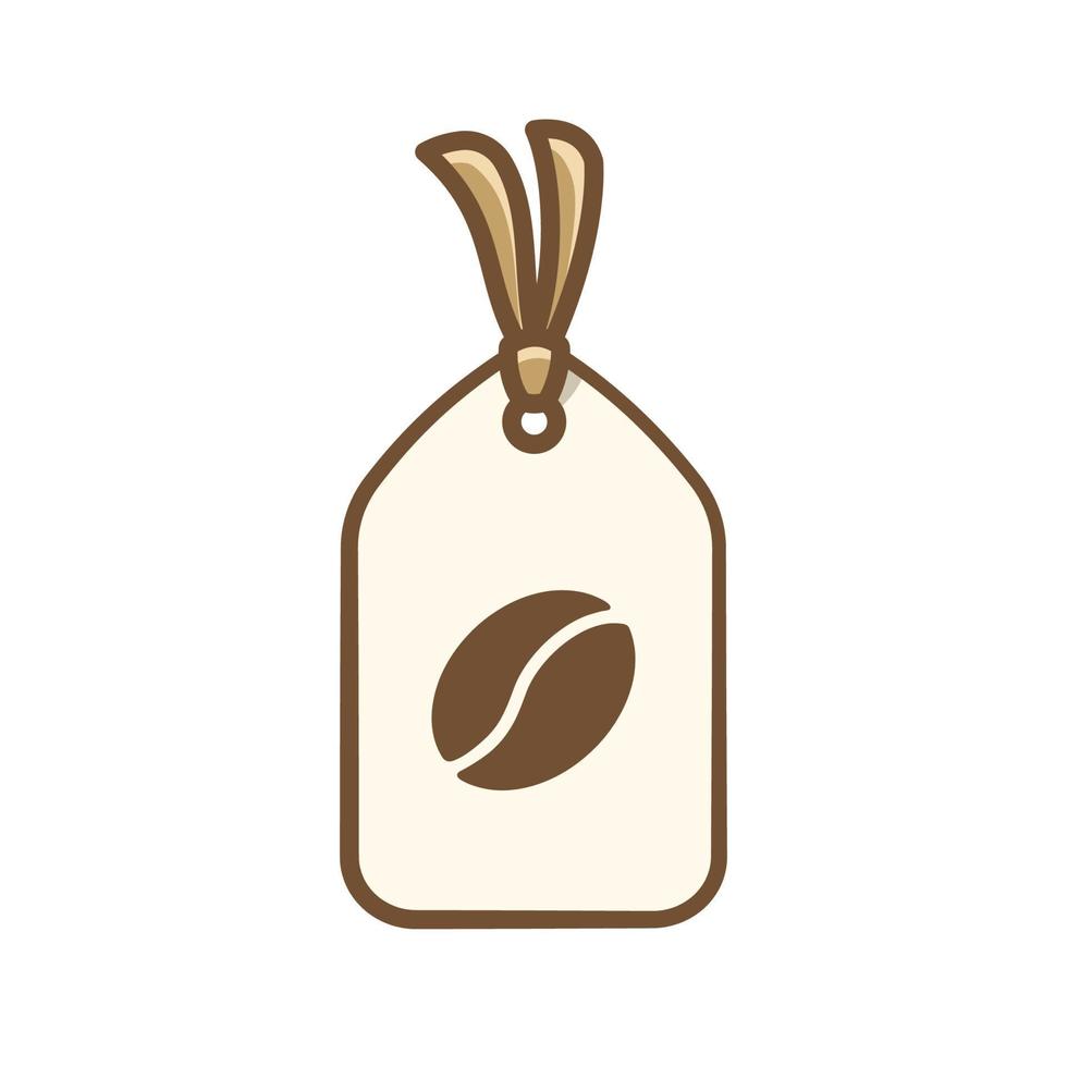 etiqueta de papel con icono de grano de café signo vector clipart ilustración de dibujos animados. elemento plano simple para productos de cafeína de café o etiquetas de precio de tienda, pegatinas, carteles de descuento de venta, etc.