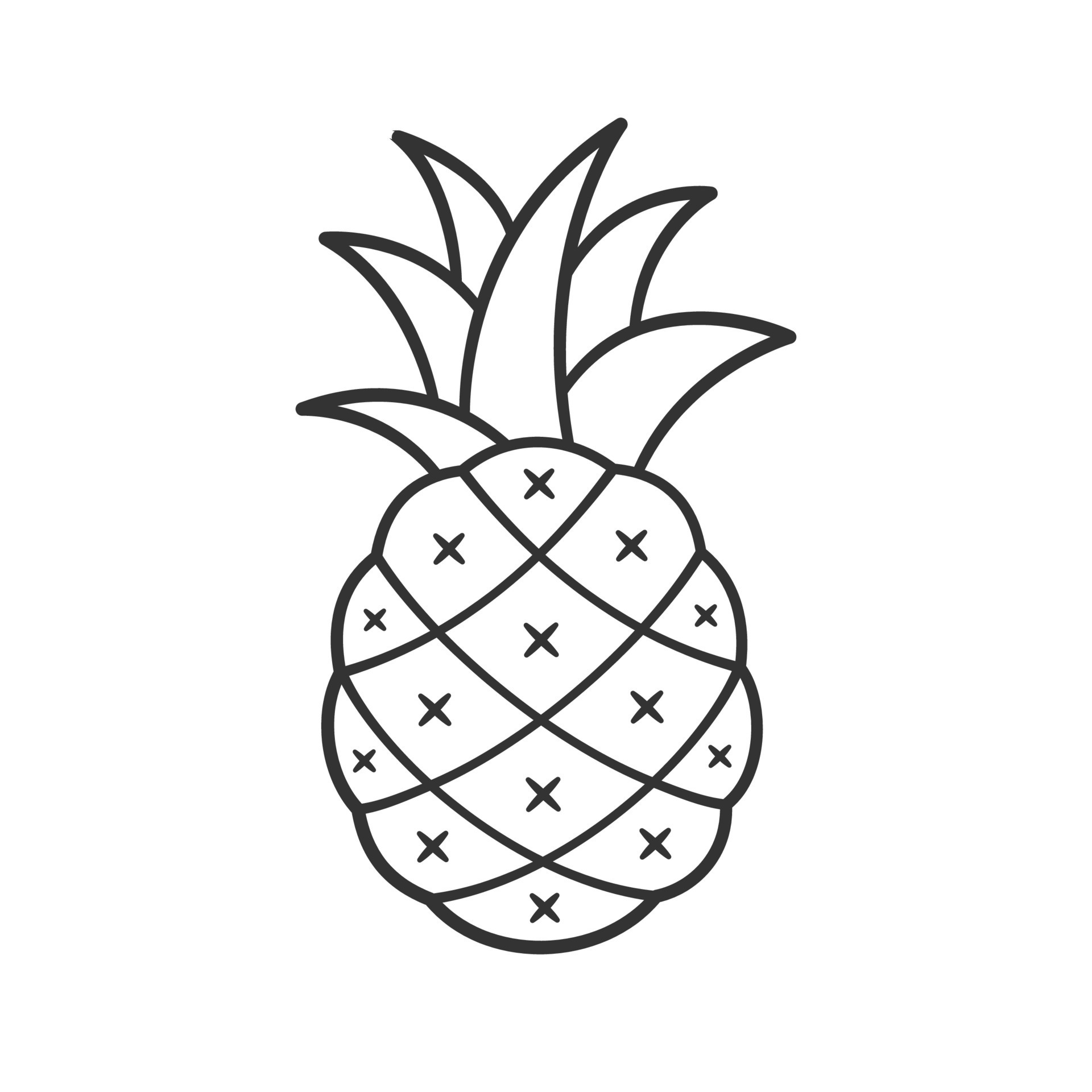 Pineapple cartoon outline clip art. Simple flat vector illustration