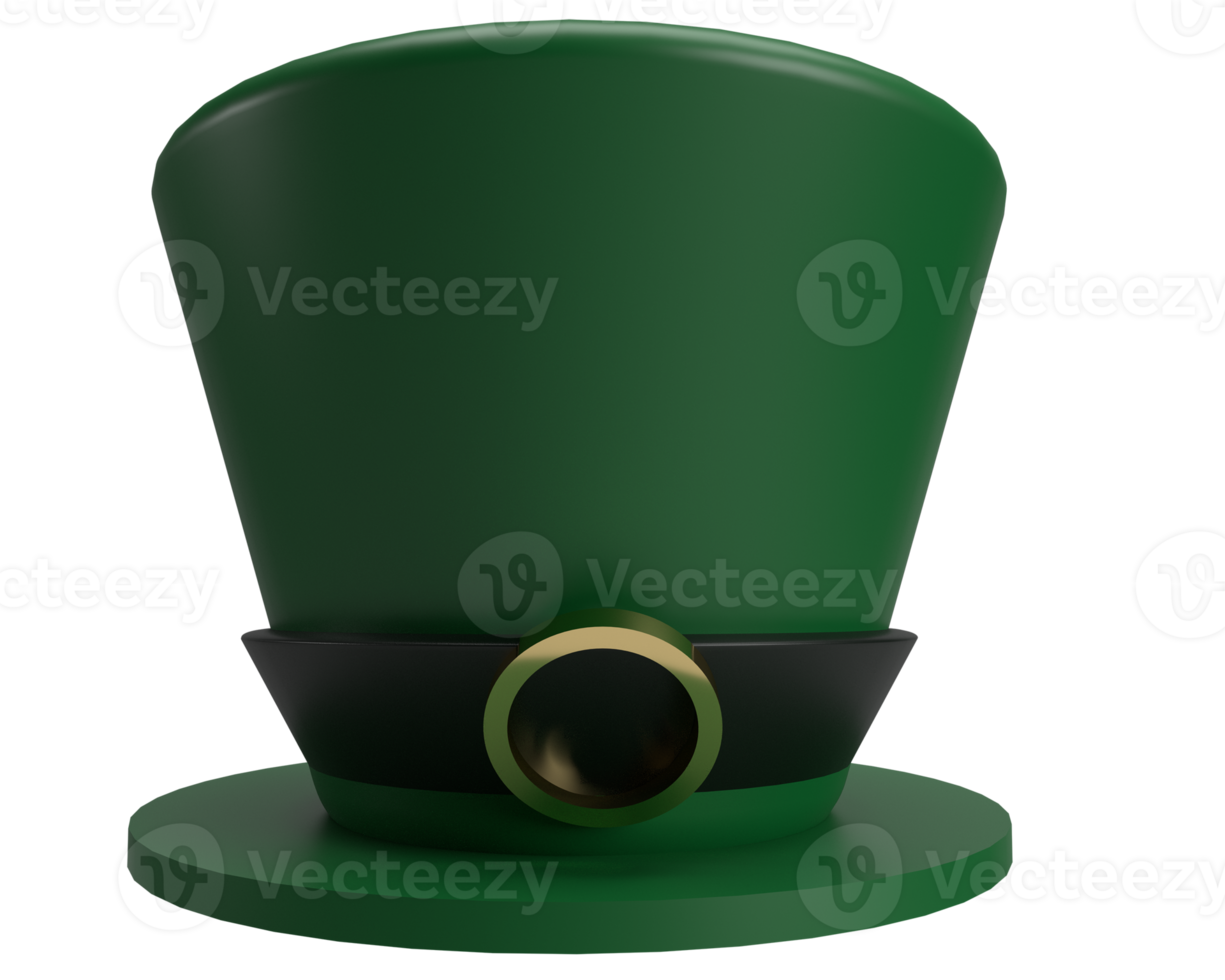 Hat green color symbol decoration ornament Saint patrick day st ireland irish country person shamrock object 17 seventeen march rich wealth success money spring magic culture.3d render png