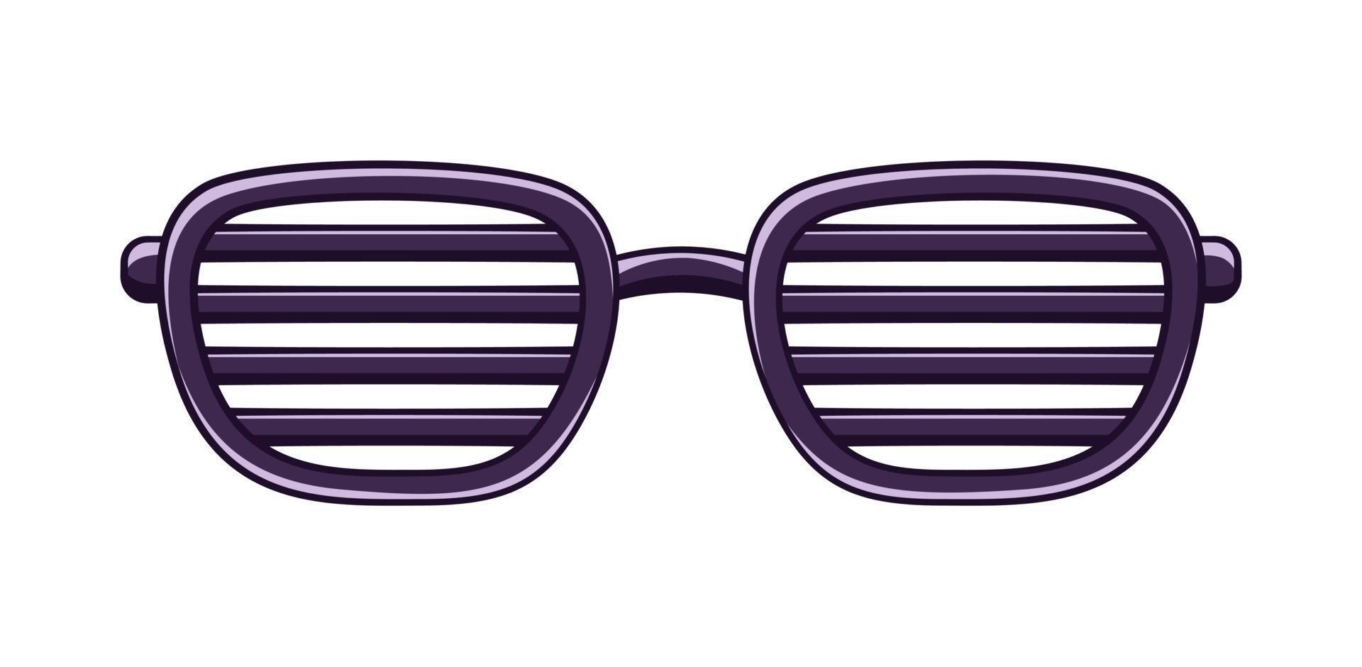 Black shutter glasses shades sunglasses clipart. Funky party eyewear cartoon vector illustration.