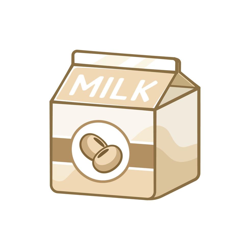 Soy milk carton clipart element. Cute simple flat vector illustration design. Soya bean flavor dairy drink print, sign, symbol