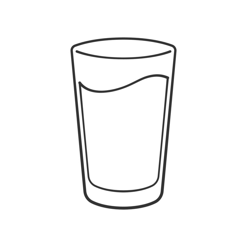 taza de vidrio alta llena de agua o elemento de imágenes prediseñadas de contorno líquido. ilustración de vector plano simple.