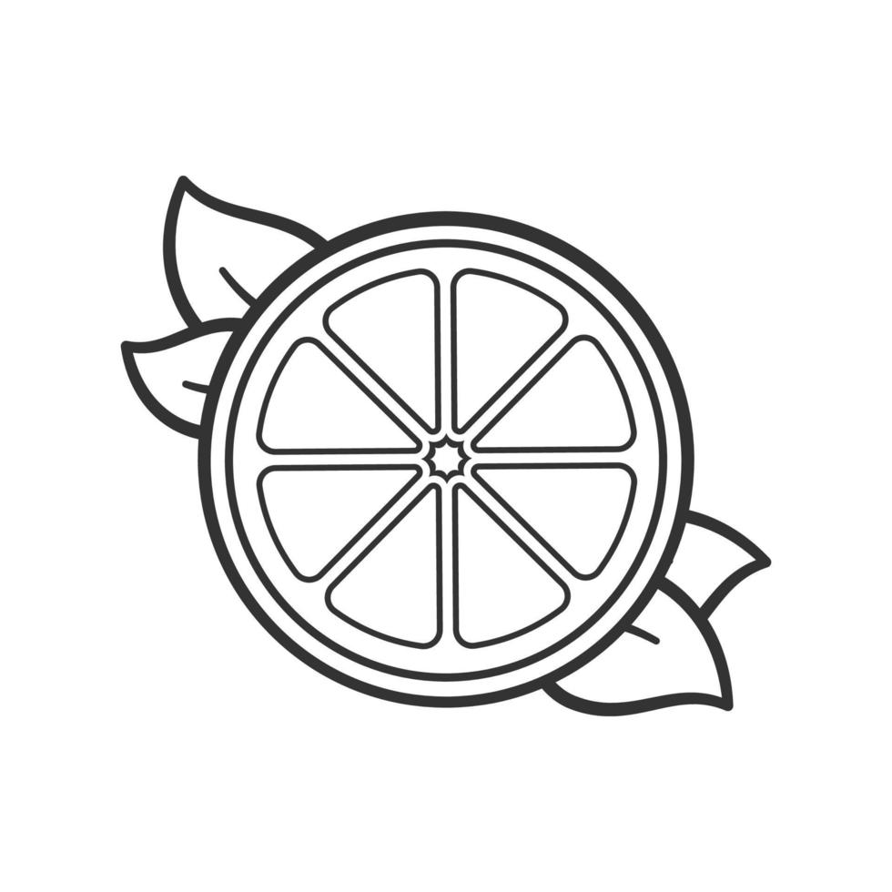 media rodaja de cítricos con contorno de hojas. diseño de vector de imágenes prediseñadas de logotipo de icono plano simple