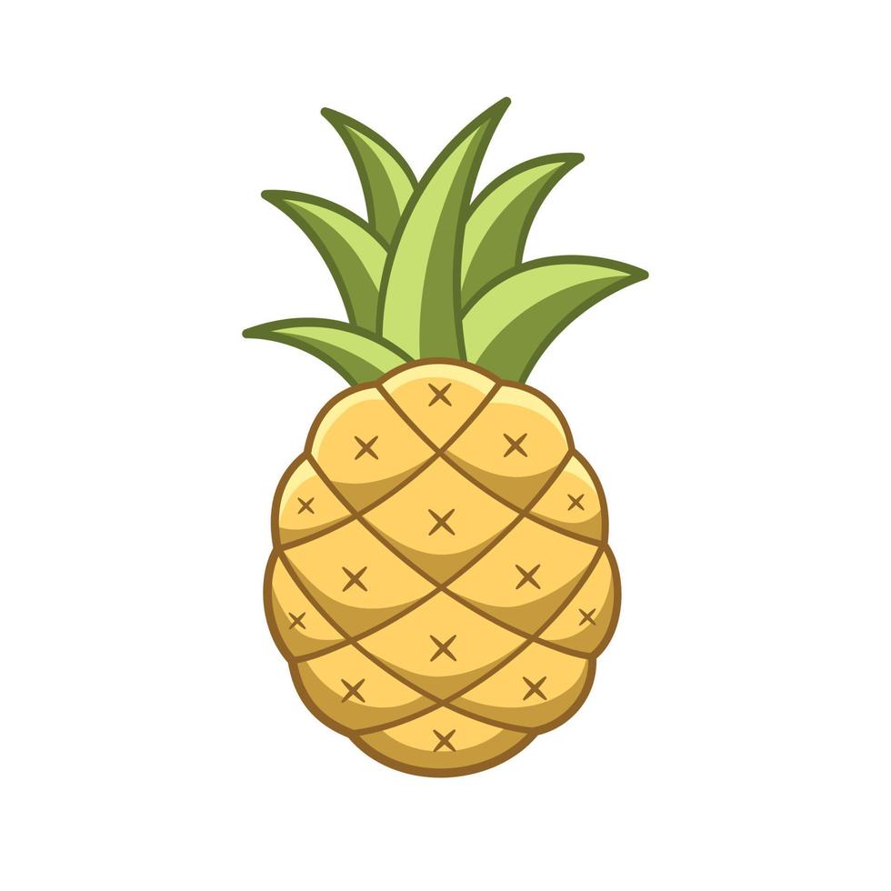 Yellow pineapple fruit cute cartoon illustration clipart element. Simple flat modern vector illustration design. Sign symbol for agriculture tropical fresh fruit etc.