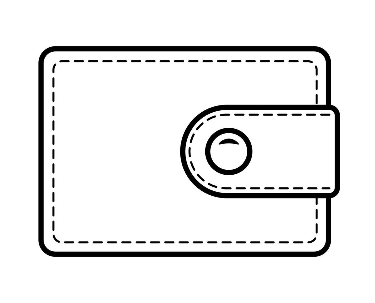 Wallet Icon in Black Line Vector Illustration