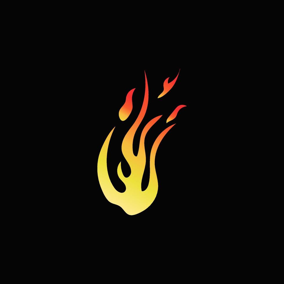 Hand drawn fire illustration on black background for element design. silhouette of flames for design element. vector