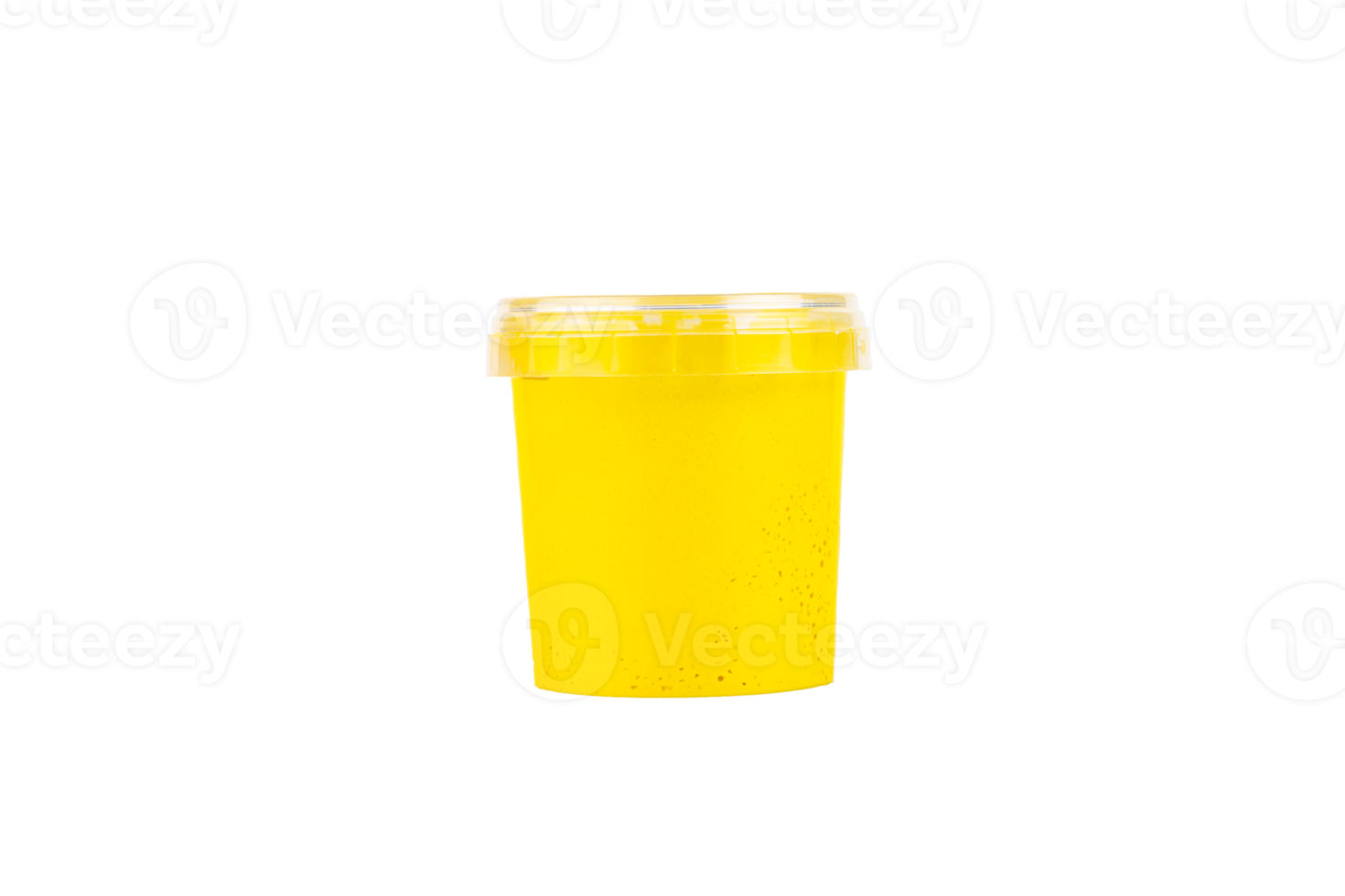 Yellow watercolor paint in a jar. Transparent background. PNG