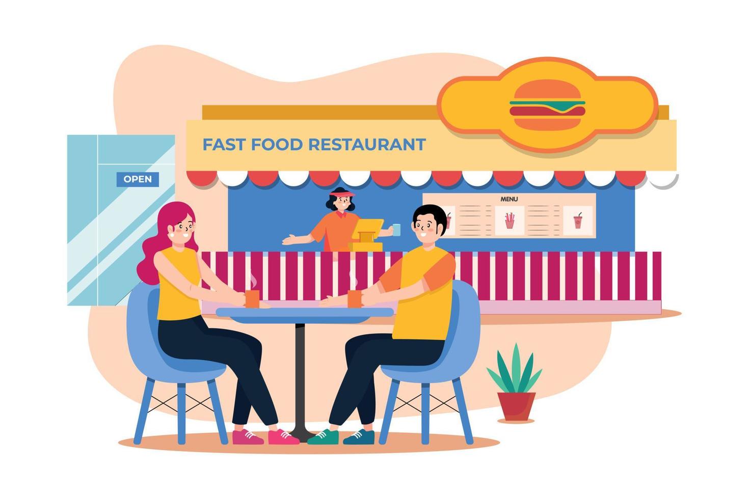 Fast Food Restaurant Illustration concept on white background vector