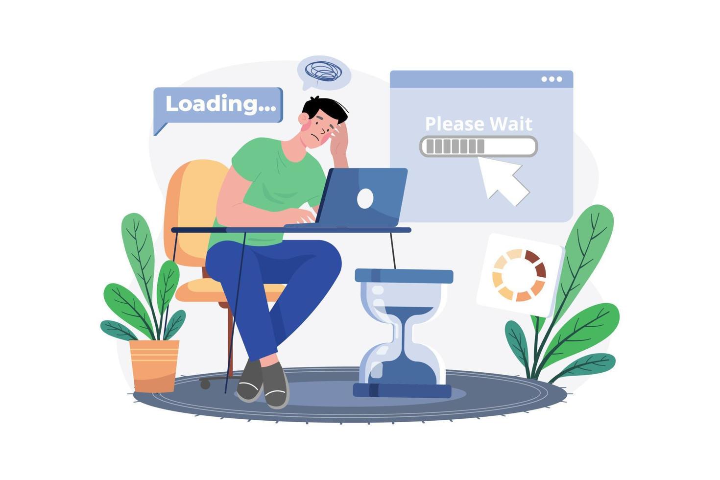 Very Slow Page Loading Illustration concept on white background vector