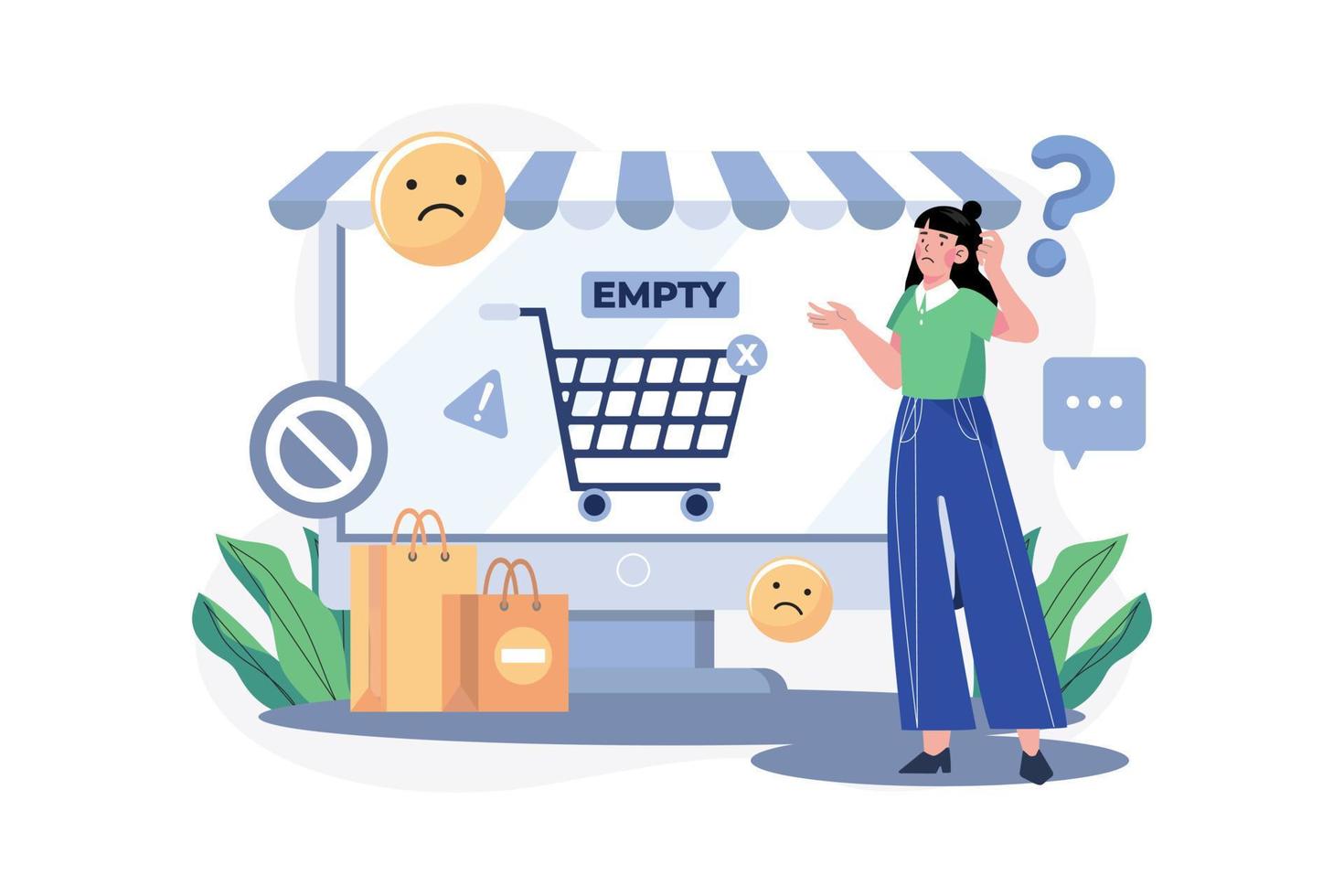 Empty Shopping Cart Illustration concept on white background vector