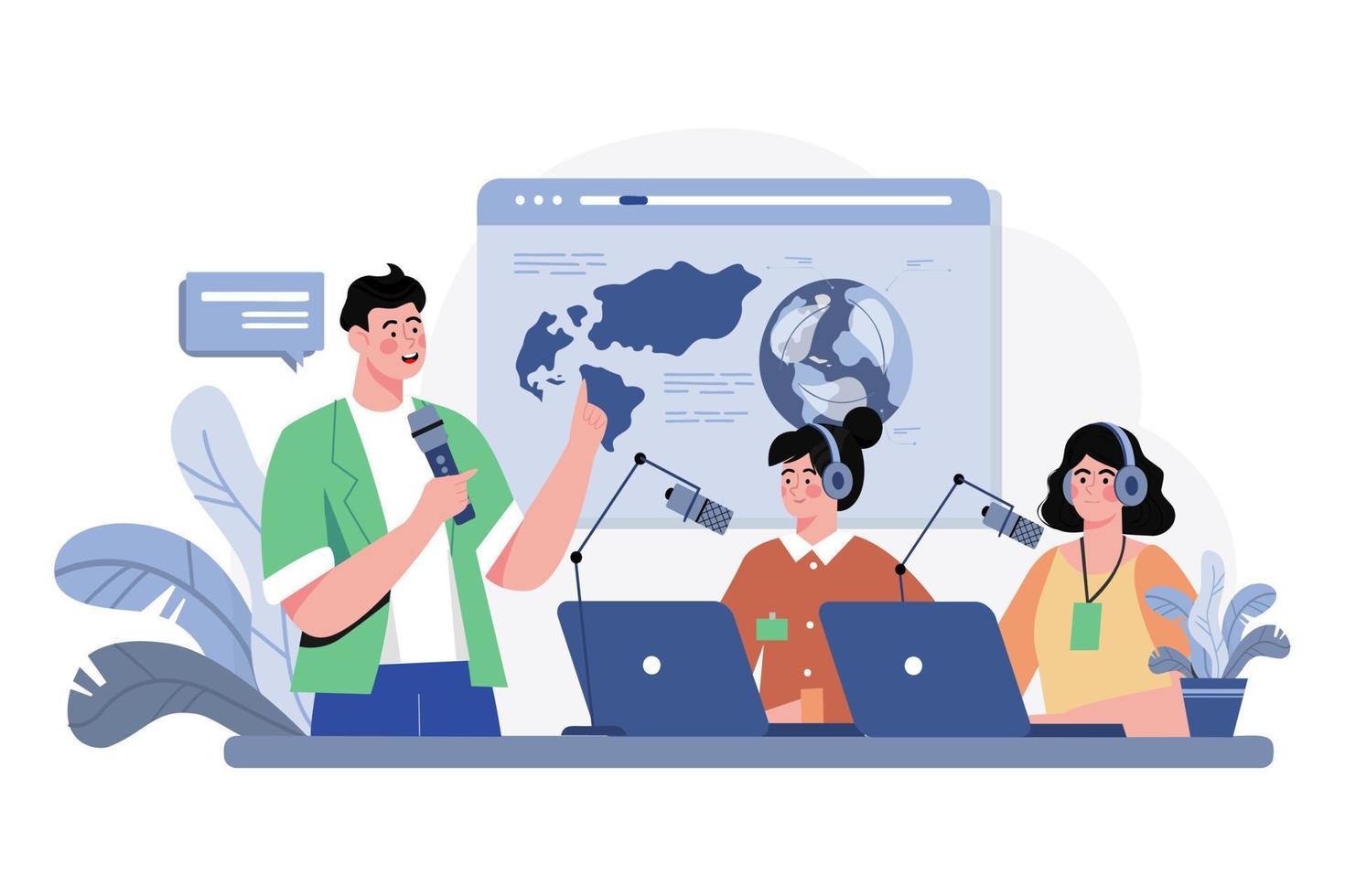 People Recording Conference Podcast vector