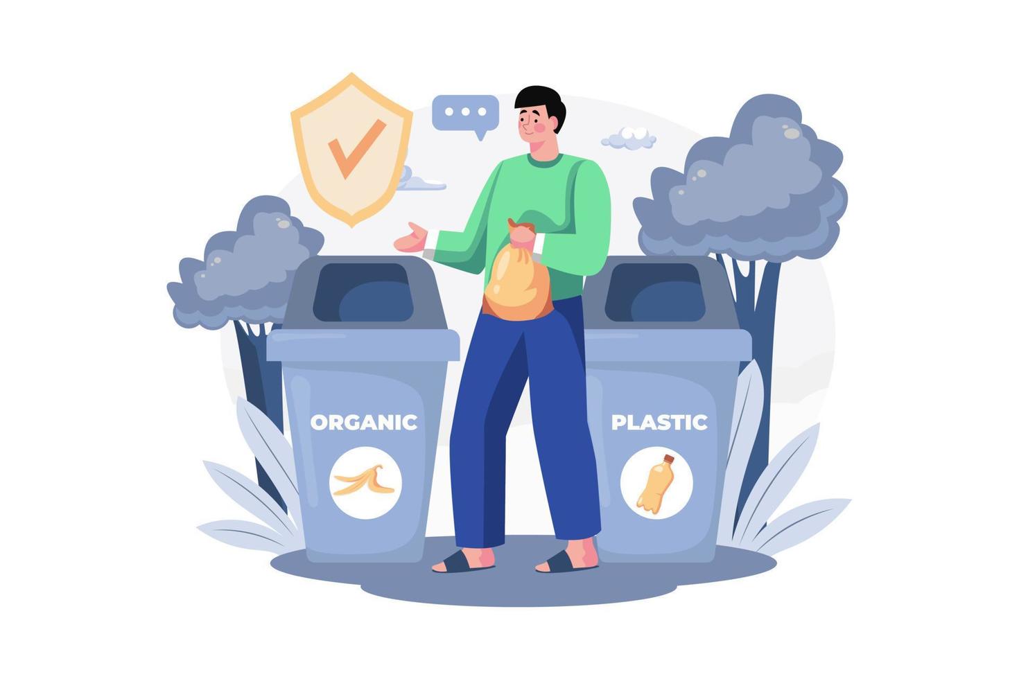 Throw Trash Into The Right Bin vector