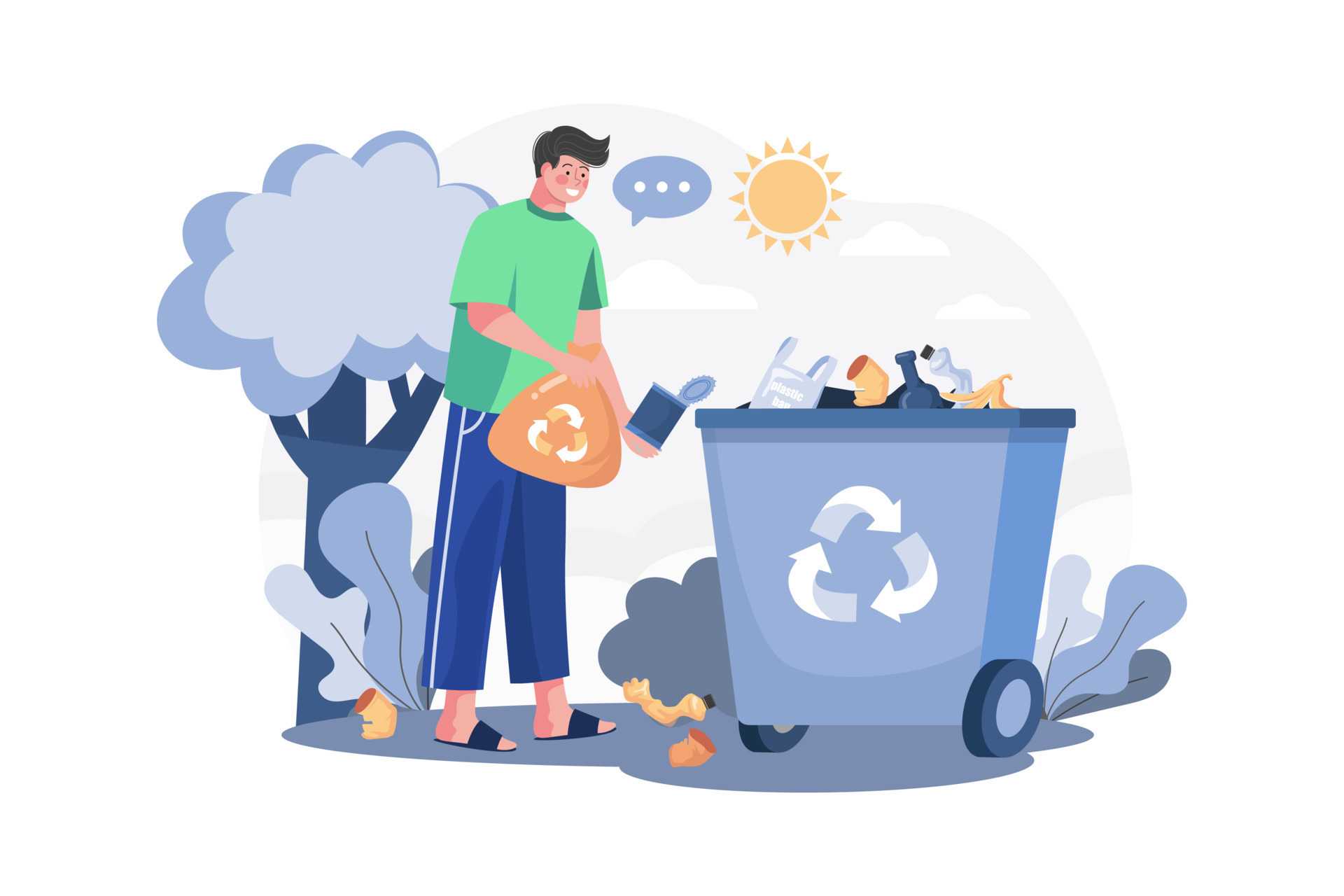 Man Picking Up Trash Illustration concept on white background 16462264
