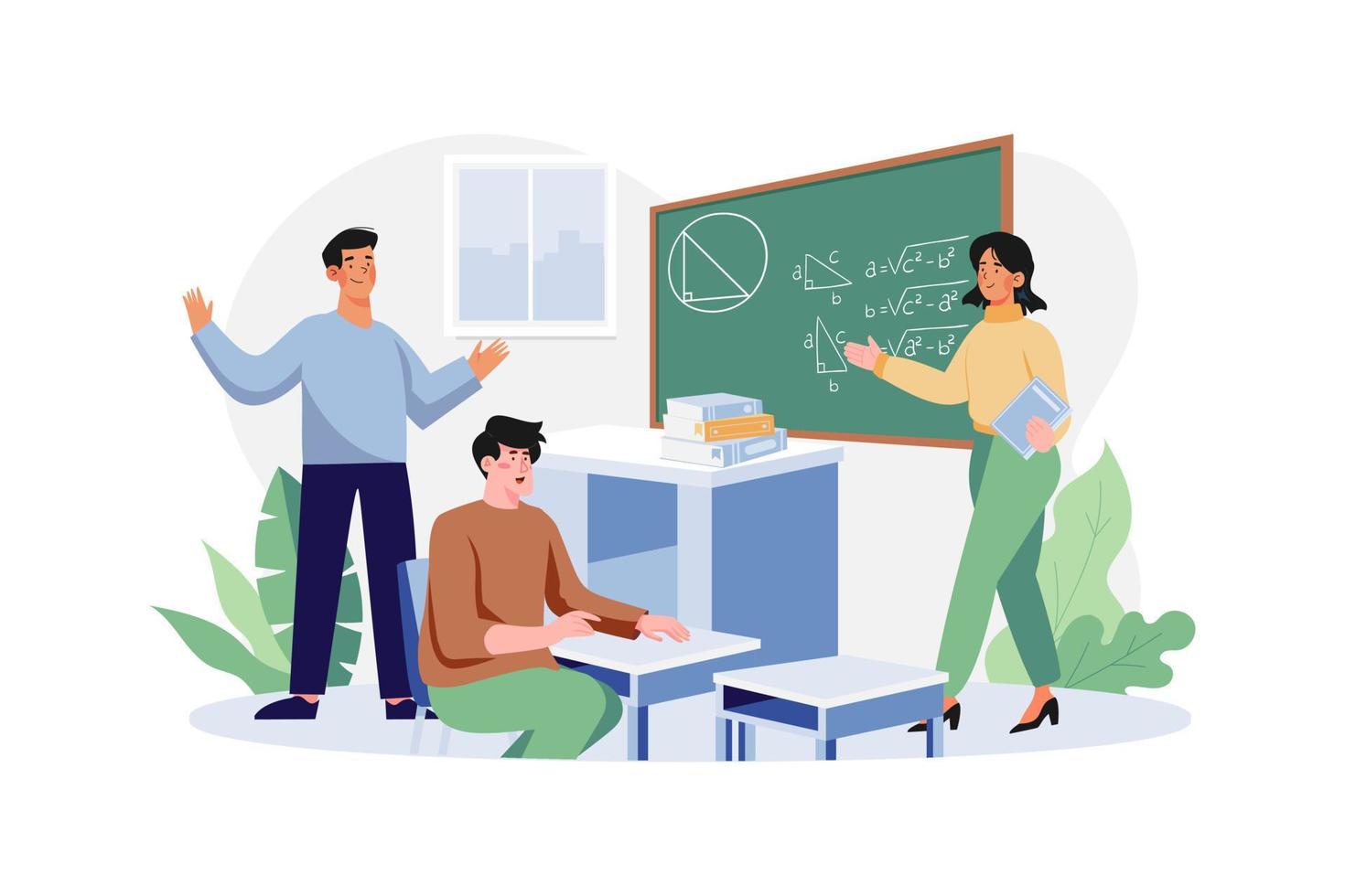Student Attending Maths Class Illustration concept on white background vector