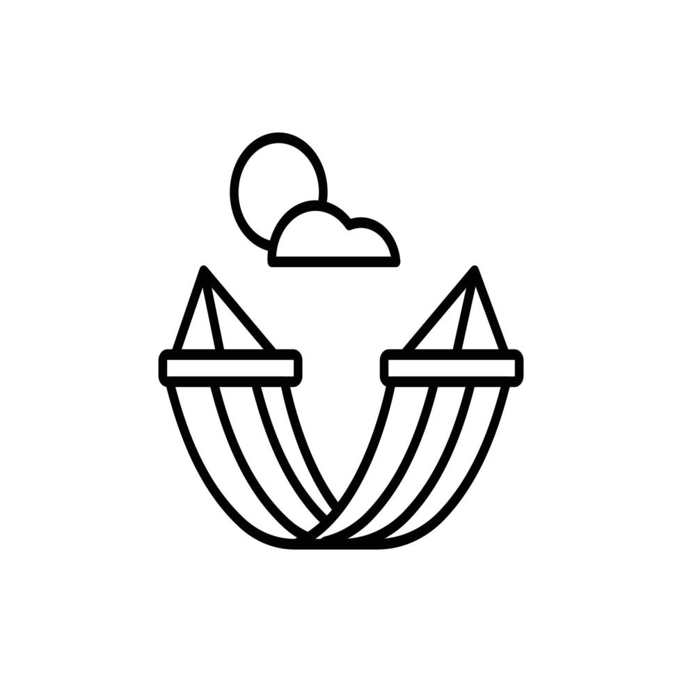 Hammock vector outline icon with background style illustraion. Camping and Outdoor symbol EPS 10 file