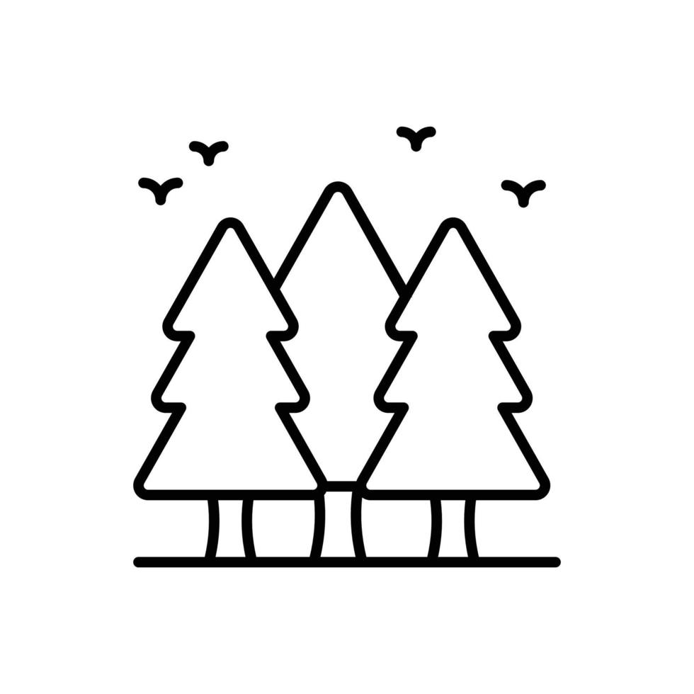 icono de contorno de vector de bosque con ilustración de estilo de fondo. camping y símbolo al aire libre archivo eps 10