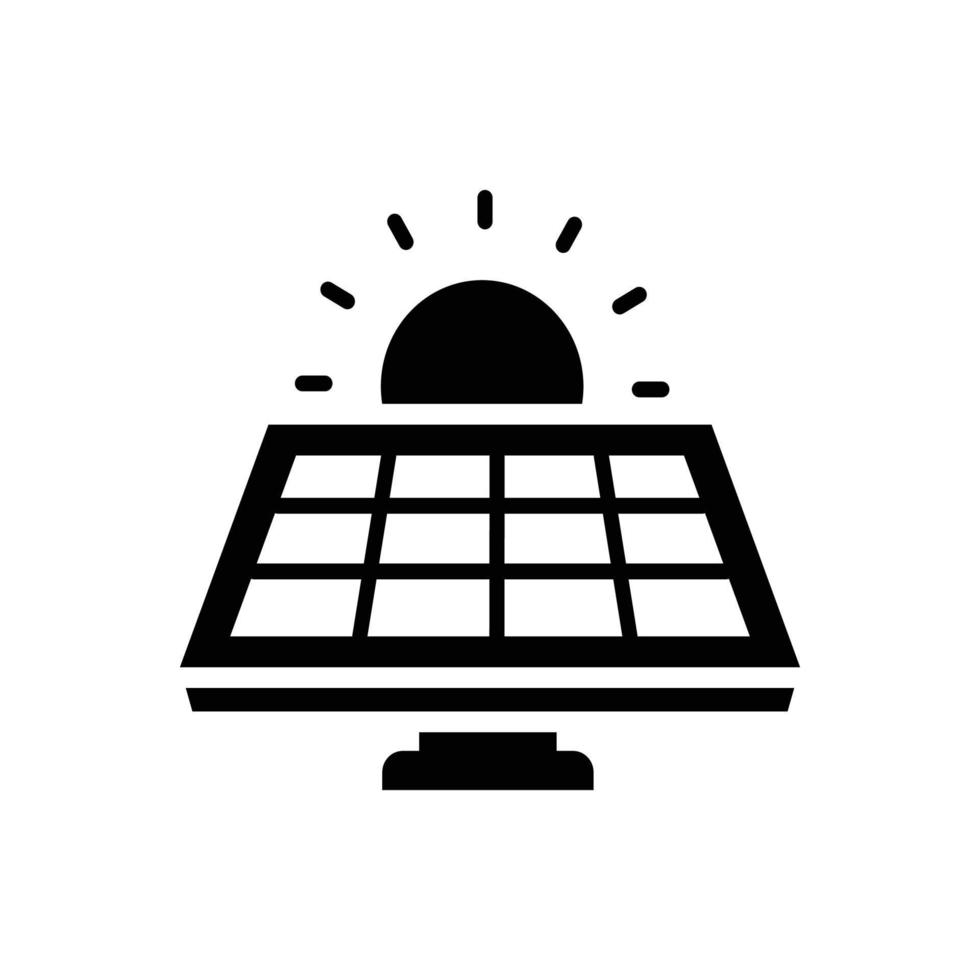 icono sólido de vector de panel solar con ilustración de estilo de fondo. camping y símbolo al aire libre archivo eps 10