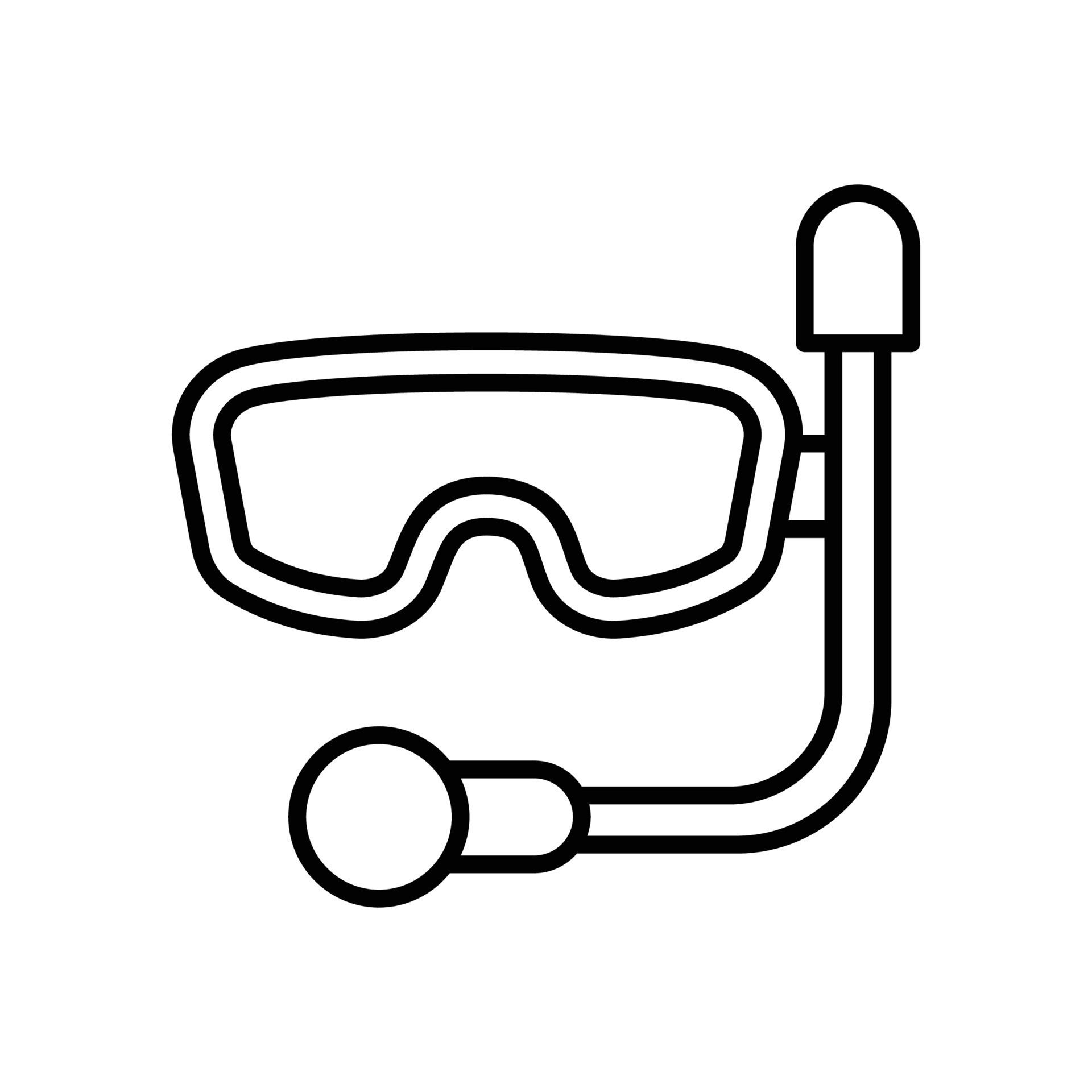 Snorkeling vector outline icon with background style illustraion