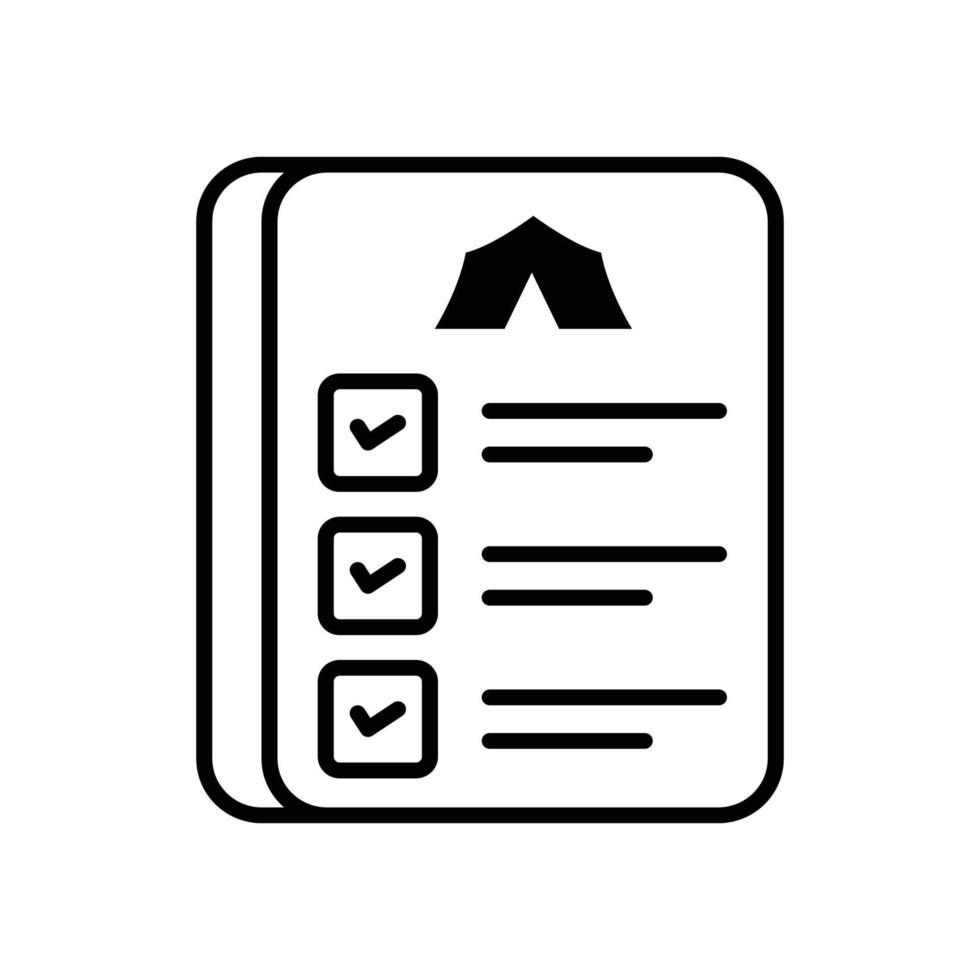 icono de contorno de vector de lista de verificación con ilustración de estilo de fondo. camping y símbolo al aire libre archivo eps 10