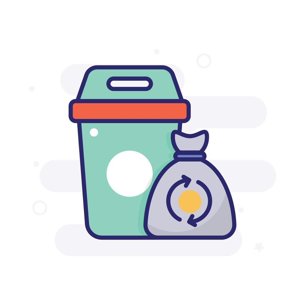 Trash Bags vector filled outline icon with background style illustraion. Camping and Outdoor symbol EPS 10 file