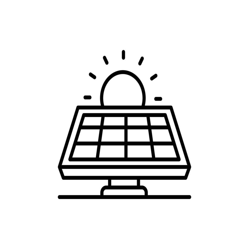 Solar Panel vector outline icon with background style illustraion. Camping and Outdoor symbol EPS 10 file