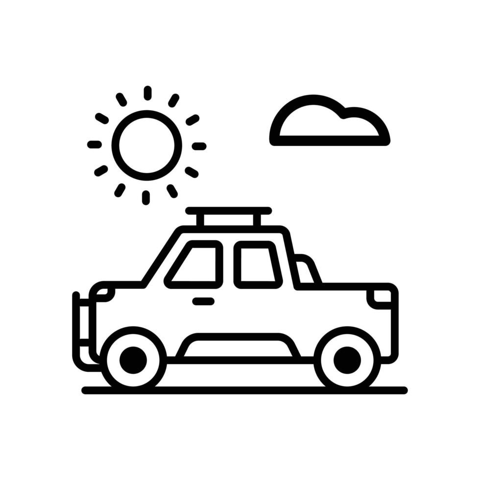 icono de contorno de vector de jeep con ilustración de estilo de fondo. camping y símbolo al aire libre archivo eps 10