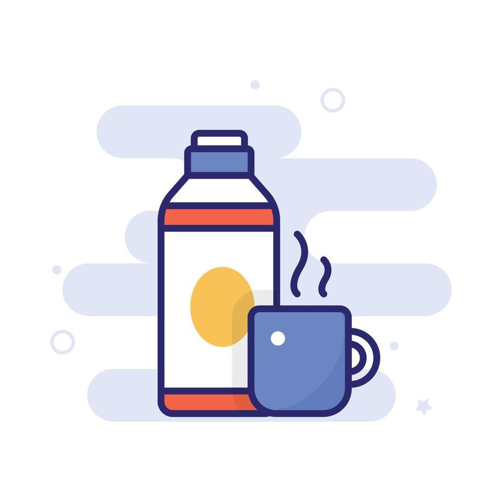 Coffee Maker vector filled outline icon with background style illustraion. Camping and Outdoor symbol EPS 10 file