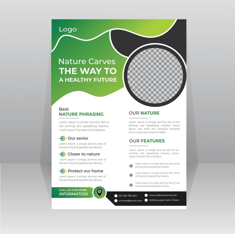 Save Green Nature Flyer Poster template vector