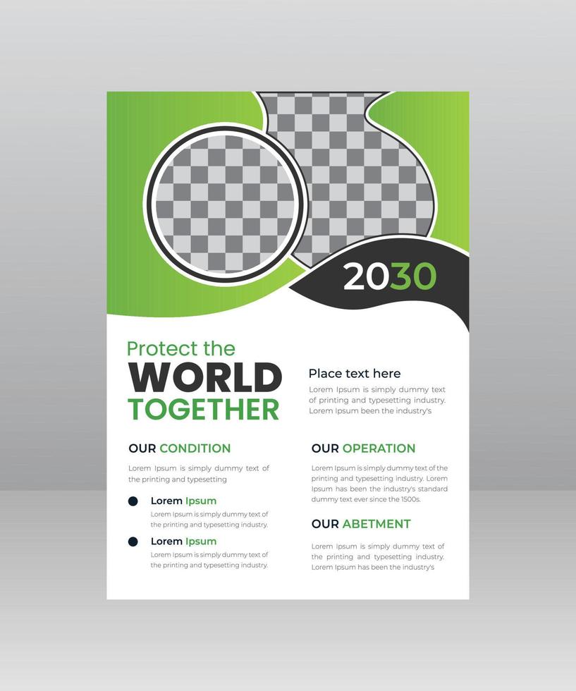 Save Green Nature Protect World Flyer Poster template vector