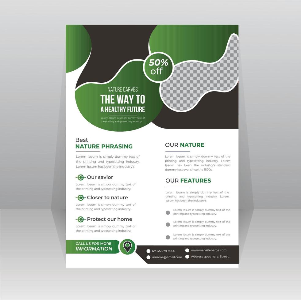 Save Green Nature Flyer Poster template vector