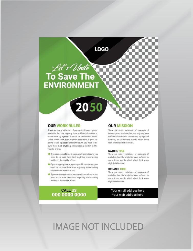 Save Green Nature Flyer Poster template vector