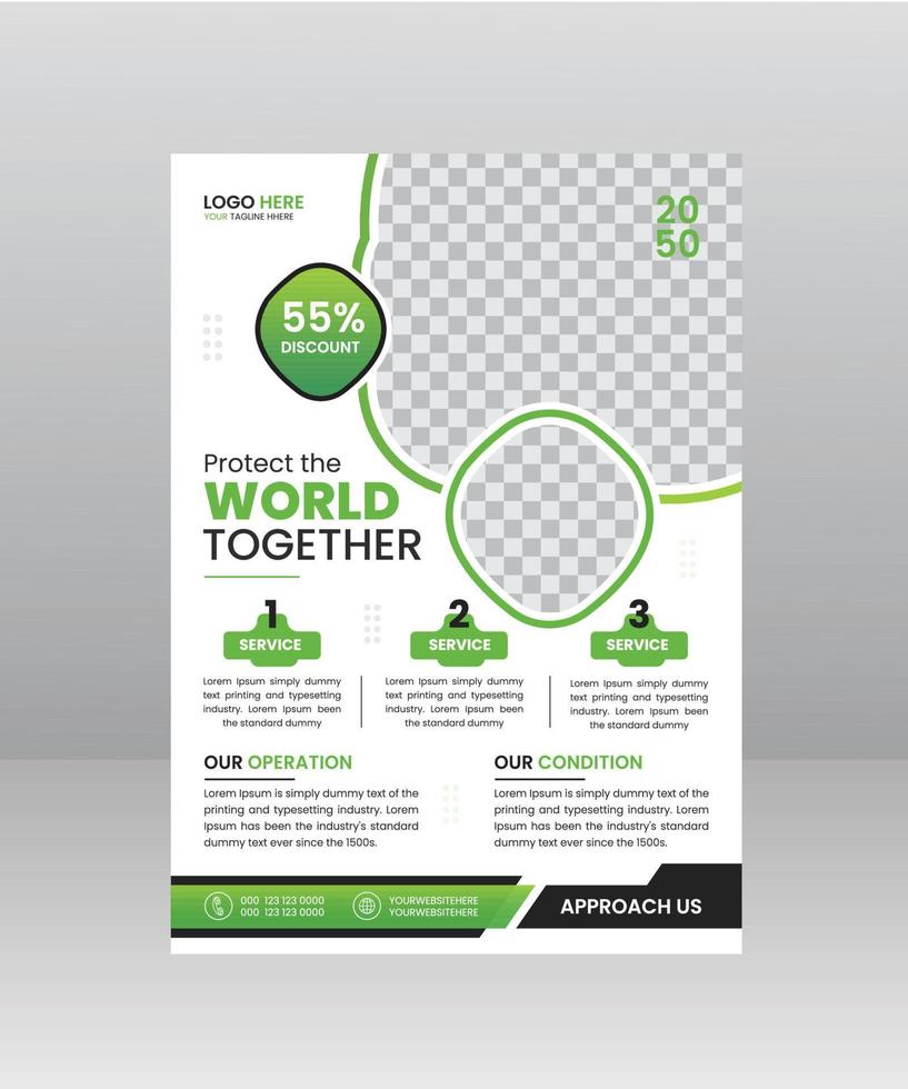 Save Green Nature Flyer Poster template vector