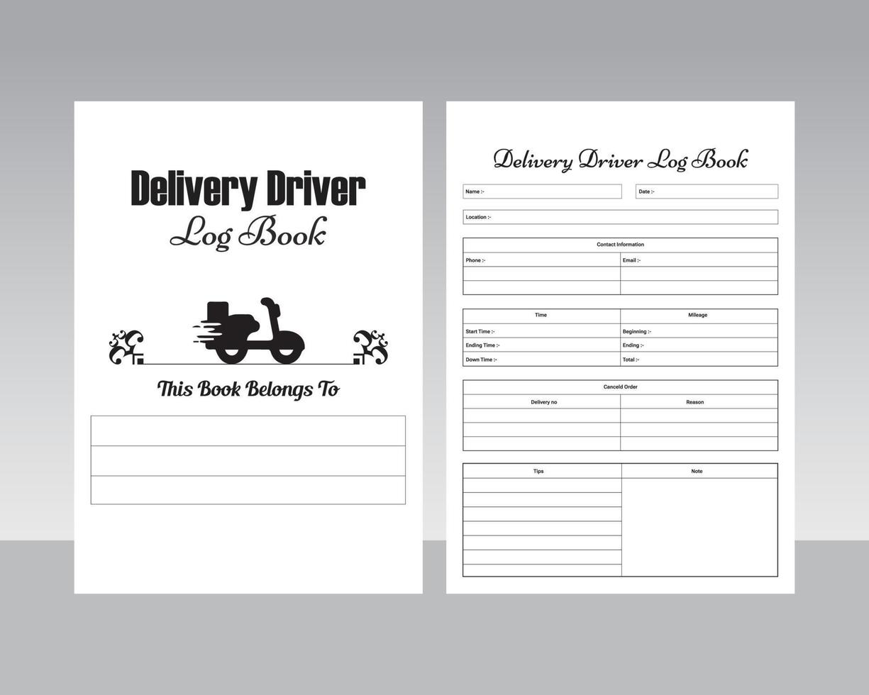 Delivery driver notebook kdp interior home delivery service information tracker and order record template kdp vector