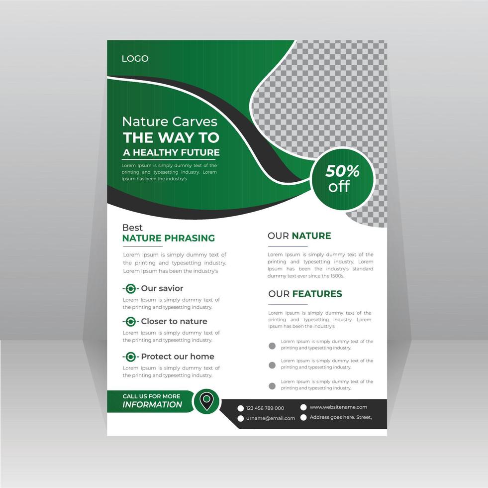 Save Green Nature Flyer Poster template vector