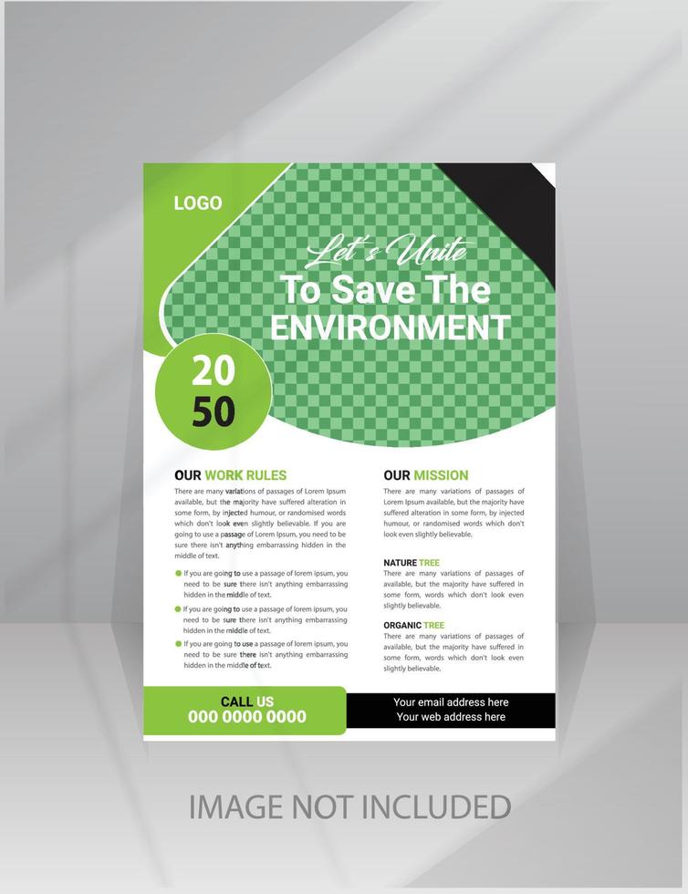 Save Green Nature Flyer Poster template vector