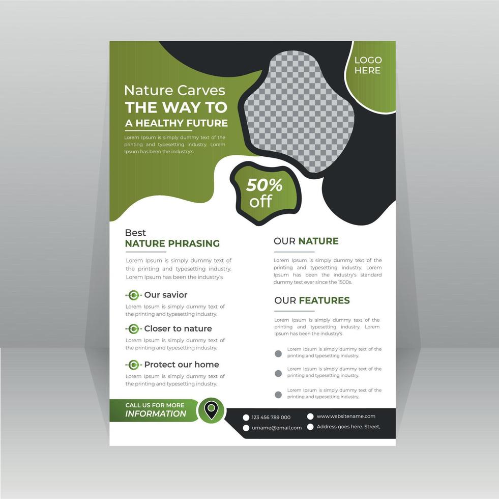 Save Green Nature Flyer Poster template vector